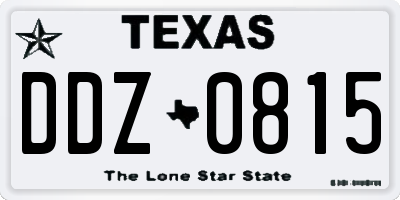 TX license plate DDZ0815