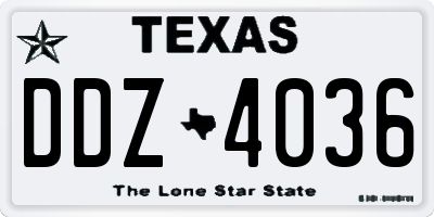 TX license plate DDZ4036