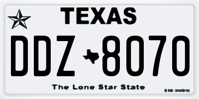 TX license plate DDZ8070