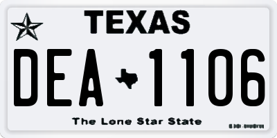 TX license plate DEA1106