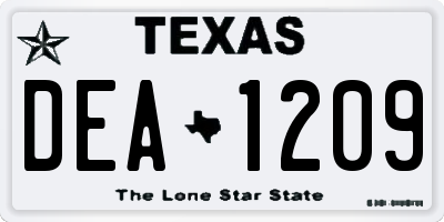TX license plate DEA1209
