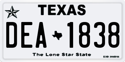 TX license plate DEA1838