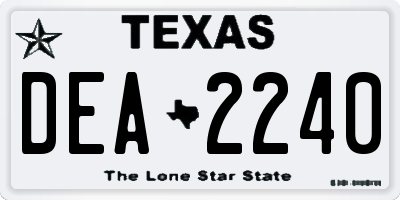 TX license plate DEA2240