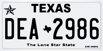 TX license plate DEA2986