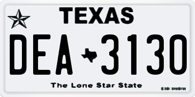 TX license plate DEA3130