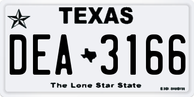 TX license plate DEA3166