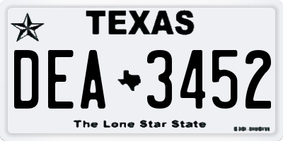 TX license plate DEA3452