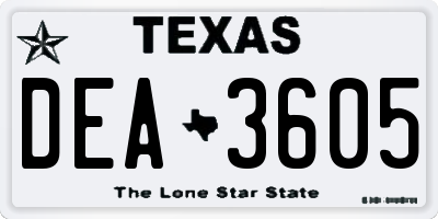 TX license plate DEA3605