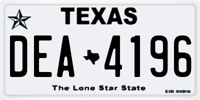 TX license plate DEA4196