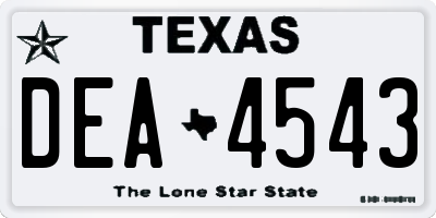 TX license plate DEA4543