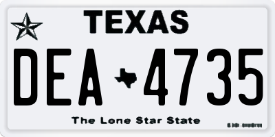 TX license plate DEA4735