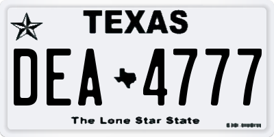TX license plate DEA4777