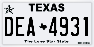 TX license plate DEA4931