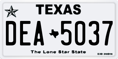 TX license plate DEA5037