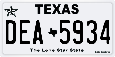TX license plate DEA5934