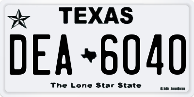 TX license plate DEA6040