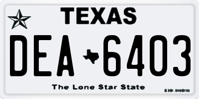 TX license plate DEA6403