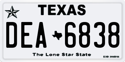 TX license plate DEA6838