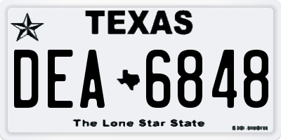 TX license plate DEA6848