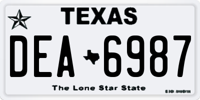 TX license plate DEA6987