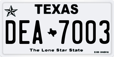 TX license plate DEA7003