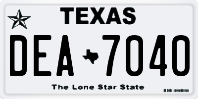 TX license plate DEA7040