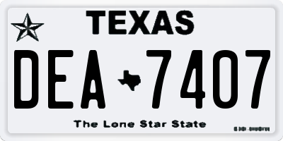 TX license plate DEA7407