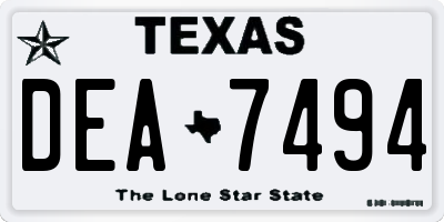 TX license plate DEA7494