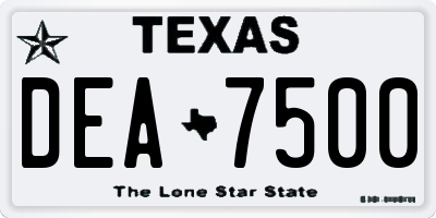 TX license plate DEA7500