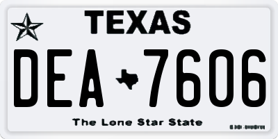 TX license plate DEA7606