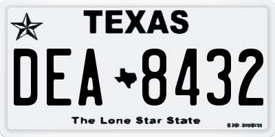 TX license plate DEA8432