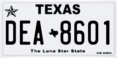 TX license plate DEA8601