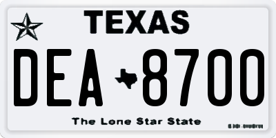 TX license plate DEA8700