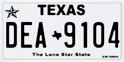 TX license plate DEA9104
