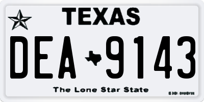 TX license plate DEA9143