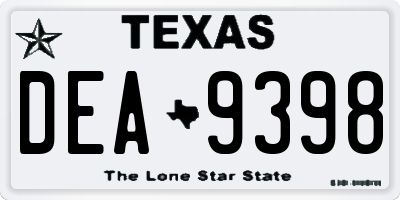 TX license plate DEA9398