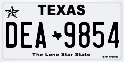 TX license plate DEA9854