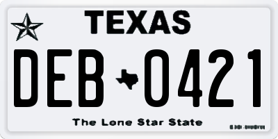 TX license plate DEB0421