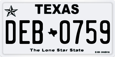 TX license plate DEB0759