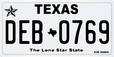 TX license plate DEB0769