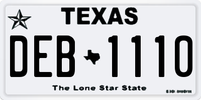 TX license plate DEB1110