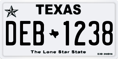 TX license plate DEB1238