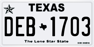 TX license plate DEB1703