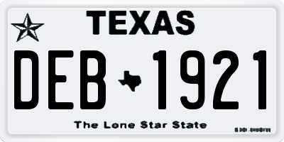 TX license plate DEB1921