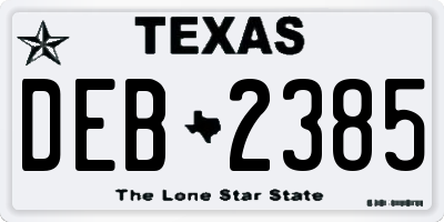 TX license plate DEB2385