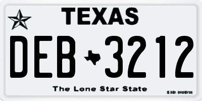 TX license plate DEB3212