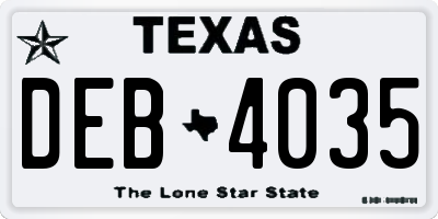 TX license plate DEB4035