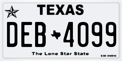 TX license plate DEB4099