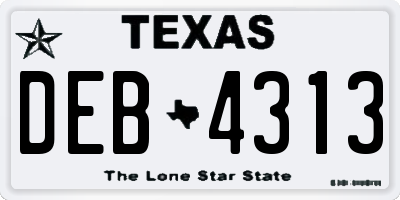 TX license plate DEB4313