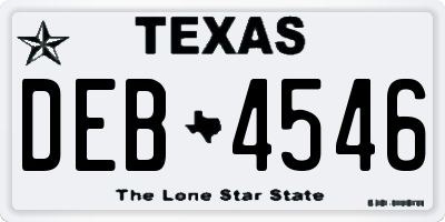 TX license plate DEB4546